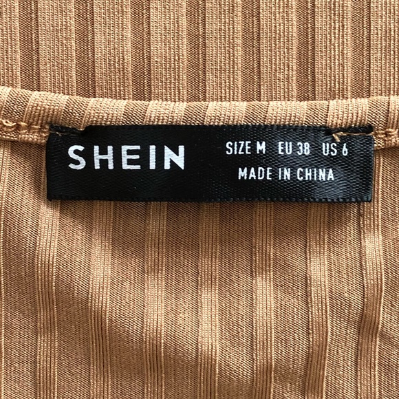 SHEIN Beige Cropped Ribbed Knit Long Sleeve Top M New - Picture 10 of 12